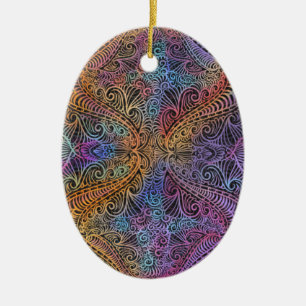 Rainbow Kaleidoscope Mandala Keramisch Ornament