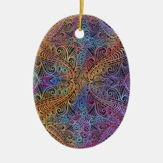 Rainbow Kaleidoscope Mandala Keramisch Ornament (Voorkant)