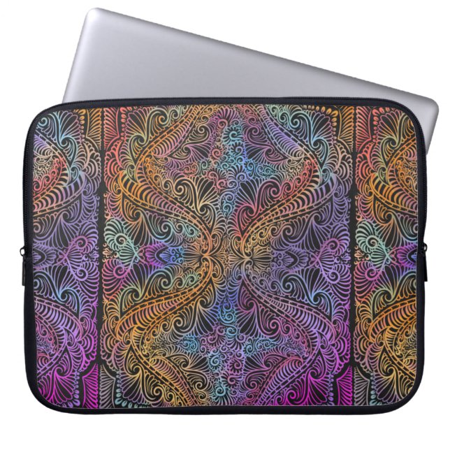 Rainbow Kaleidoscope Mandala Laptop Sleeve (Voorkant)