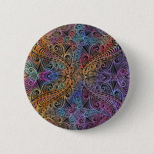 Rainbow Kaleidoscope Mandala Ronde Button 5,7 Cm