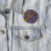 Rainbow Kaleidoscope Mandala Ronde Button 5,7 Cm (In situ)