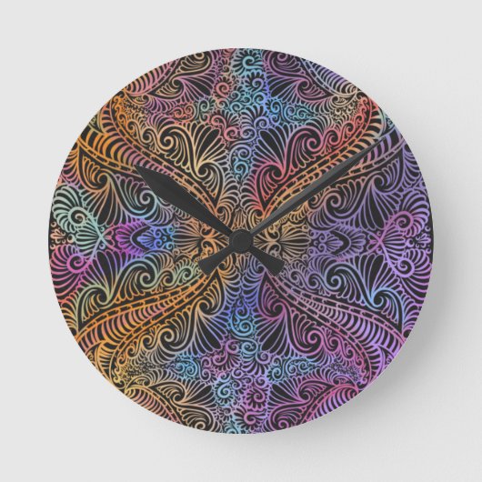 Rainbow Kaleidoscope Mandala Ronde Klok (Voorkant)