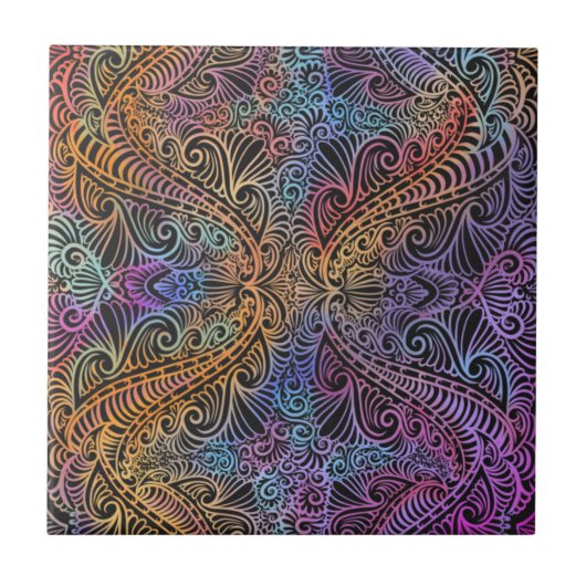 Rainbow Kaleidoscope Mandala Tegeltje (Voorkant)