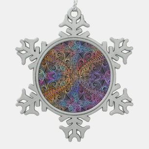 Rainbow Kaleidoscope Mandala Tin Sneeuwvlok Ornament