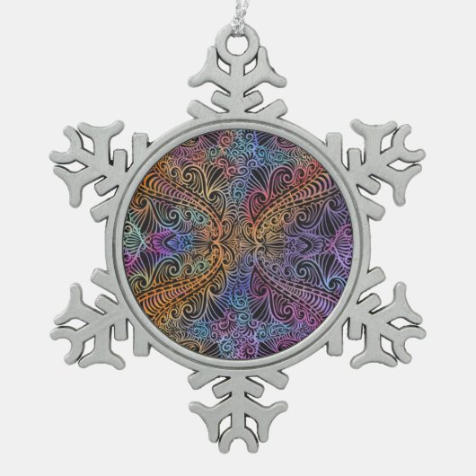 Rainbow Kaleidoscope Mandala Tin Sneeuwvlok Ornament (Voorkant)