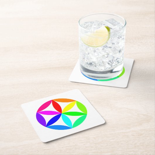 Rainbow Kaleidoscope Paper Coaster Kartonnen Onderzetters (Insitu)