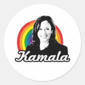 Rainbow Kamala Ronde Sticker (Voorkant)