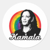 Rainbow Kamala Ronde Sticker (Voorkant)