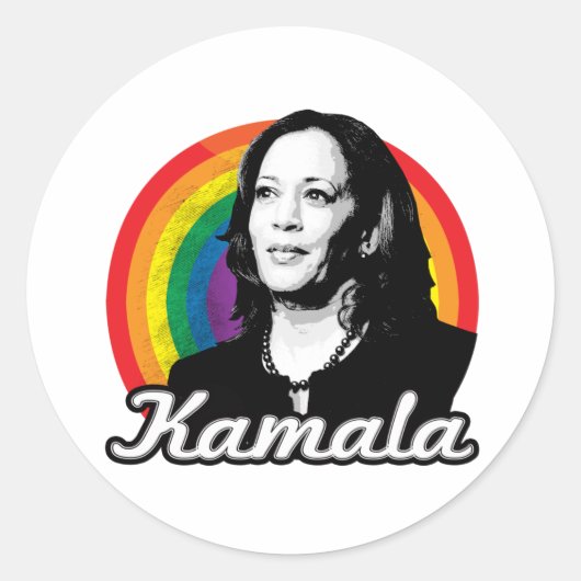 Rainbow Kamala Ronde Sticker (Voorkant)