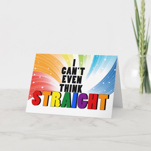 Rainbow kan niet denken dat STRAIGHT Funny Gay Mis Kaart (Voorkant)