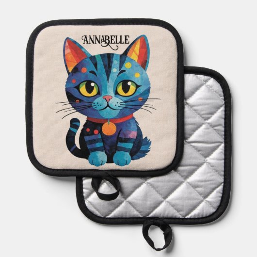 Rainbow Kat personaliseren Pannenlap (Voorkant / Achterkant)