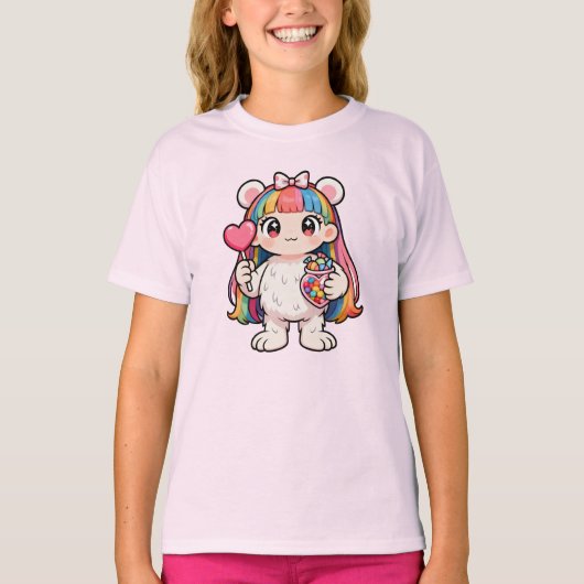 Rainbow Kawaii Bear T-Shirt (Voorkant)