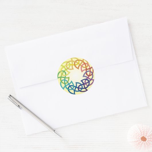 Rainbow Keltische knoop Ronde Sticker (Envelop)