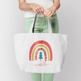 Rainbow kerstkleurrijke leuke leuke leuke persoonl grote tote bag