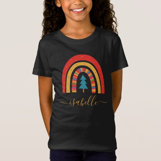 Rainbow kerstkleurrijke leuke leuke leuke persoonl t-shirt (Voorkant)