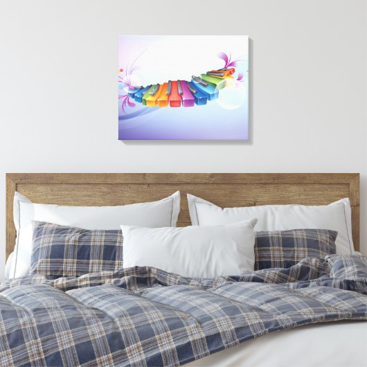 Rainbow Keyboard Music Surreal Fantasy Canvas Afdruk (Insitu (Slaapkamer))