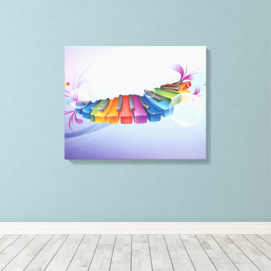 Rainbow Keyboard Music Surreal Fantasy Canvas Afdruk (Insitu (Houten vloer))