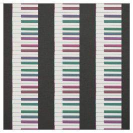 Rainbow Keys Piano Keyboard Fabric Stof
