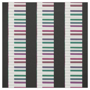 Rainbow Keys Piano Keyboard Fabric Stof