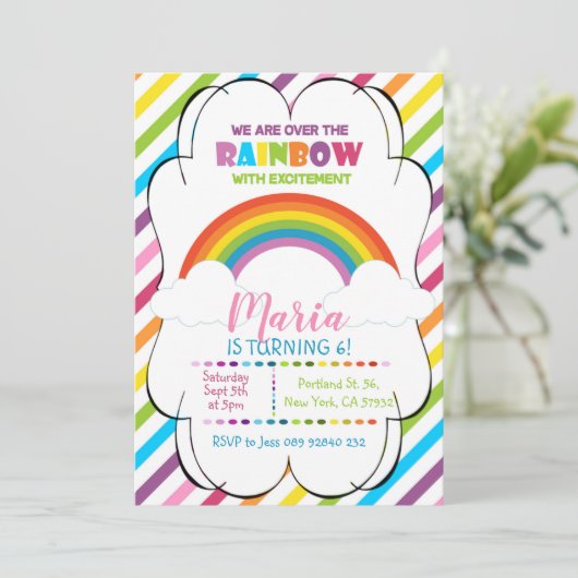 Rainbow Kids Birthday Invitation Kaart (Staand voorkant)