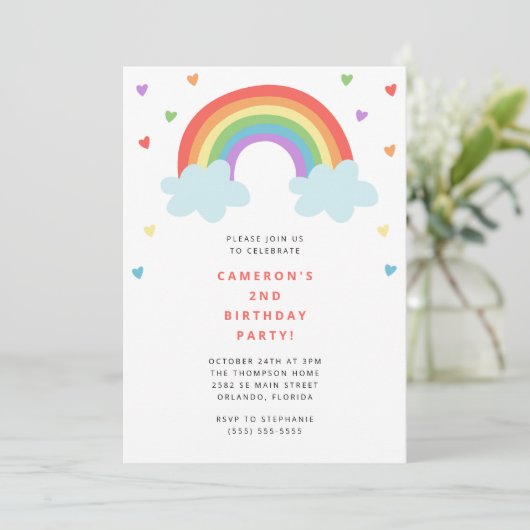 Rainbow Kids Birthday Invitation Kaart (Staand voorkant)