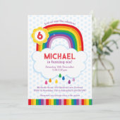 Rainbow Kids Birthday Party Invitation Kaart (Staand voorkant)