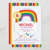 Rainbow Kids Birthday Party Invitation Kaart (Voorkant / Achterkant)
