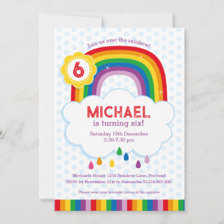 Rainbow Kids Birthday Party Invitation Kaart