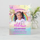Rainbow Kids Birthday Party Invitation Kaart (Staand voorkant)