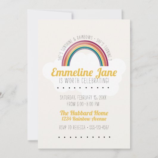 Rainbow Kids Birthday Party Invitation Kaart (Voorkant)