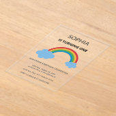 Rainbow Kids First Birthday Party Acryl Uitnodigingen (Laagn)