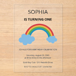 Rainbow Kids First Birthday Party Acryl Uitnodigingen