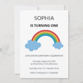 Rainbow Kids First Birthday Party Kaart (Voorkant)