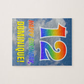 Rainbow Kijk "12" & "HAPPY BIRTHDAY", Cloudy Sky Legpuzzel (Horizontaal)
