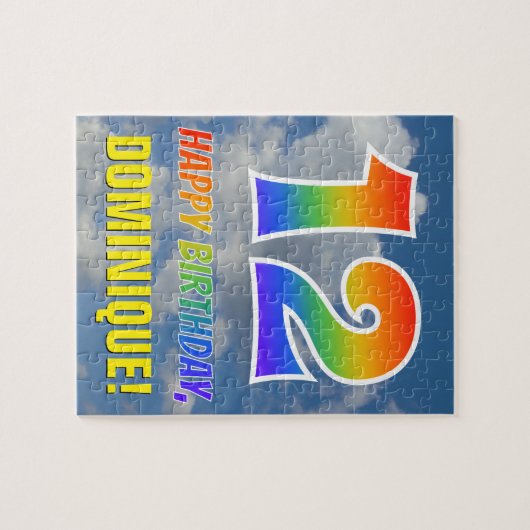 Rainbow Kijk "12" & "HAPPY BIRTHDAY", Cloudy Sky Legpuzzel (Horizontaal)