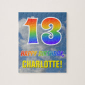 Rainbow Kijk "13" & "HAPPY BIRTHDAY", Cloudy Sky Legpuzzel (Verticaal)