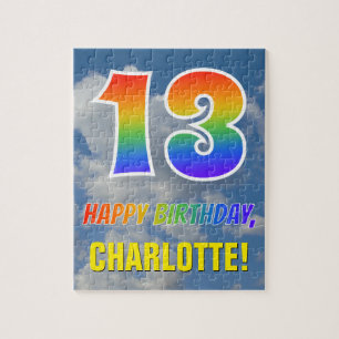 Rainbow Kijk "13" & "HAPPY BIRTHDAY", Cloudy Sky Legpuzzel