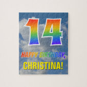 Rainbow Kijk "14" & "HAPPY BIRTHDAY", Cloudy Sky Legpuzzel (Verticaal)