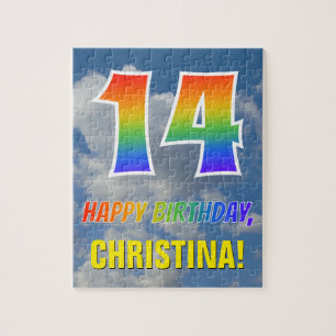 Rainbow Kijk "14" & "HAPPY BIRTHDAY", Cloudy Sky Legpuzzel