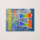 Rainbow Kijk "17" en "HAPPY BIRTHDAY", Cloudy Sky Legpuzzel (Horizontaal)