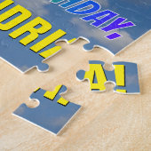 Rainbow Kijk "17" en "HAPPY BIRTHDAY", Cloudy Sky Legpuzzel (Zijkant)