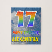 Rainbow Kijk "17" en "HAPPY BIRTHDAY", Cloudy Sky Legpuzzel (Verticaal)