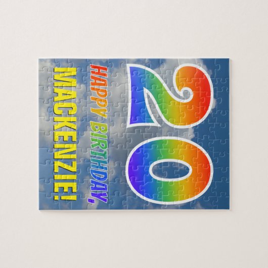 Rainbow Kijk "20" & "HAPPY BIRTHDAY", Cloudy Sky Legpuzzel (Horizontaal)
