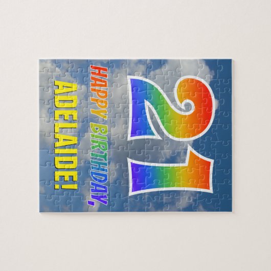 Rainbow Kijk "21" & "HAPPY BIRTHDAY", Cloudy Sky Legpuzzel (Horizontaal)