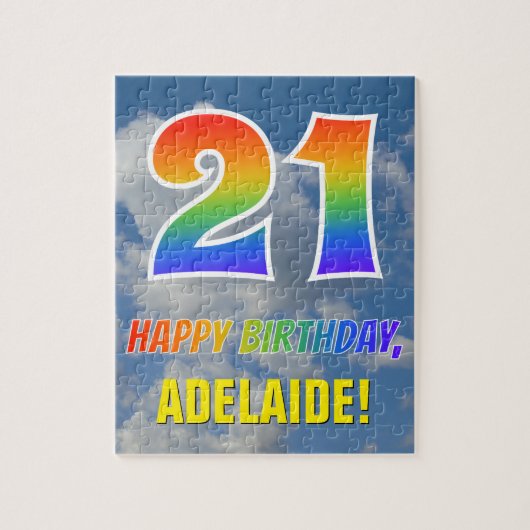 Rainbow Kijk "21" & "HAPPY BIRTHDAY", Cloudy Sky Legpuzzel (Verticaal)