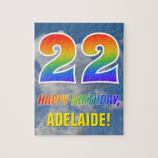 Rainbow Kijk "22" & "HAPPY BIRTHDAY", Cloudy Sky Legpuzzel (Verticaal)