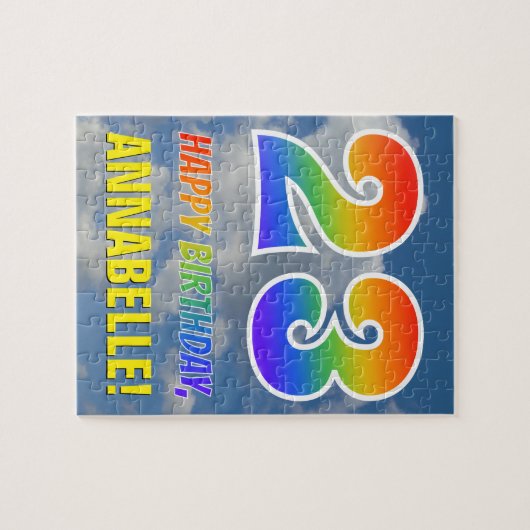 Rainbow Kijk "23" & "HAPPY BIRTHDAY", Cloudy Sky Legpuzzel (Horizontaal)