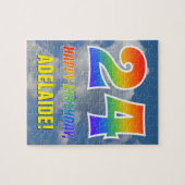 Rainbow Kijk "24" & "HAPPY BIRTHDAY", Cloudy Sky Legpuzzel (Horizontaal)