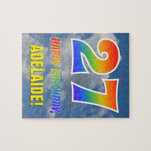 Rainbow Kijk "27" & "HAPPY BIRTHDAY", Cloudy Sky Legpuzzel (Horizontaal)