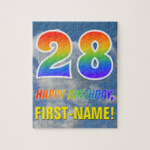 Rainbow Kijk "28" & "HAPPY BIRTHDAY", Cloudy Sky Legpuzzel (Verticaal)